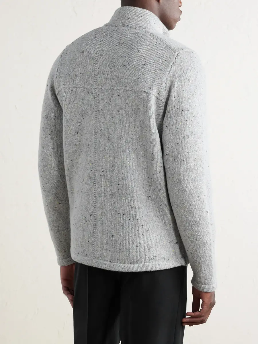 Inis Meáin Lifeline Merino Wool and Cashmere-Blend Zip-Up Sweater - Men | Thumbnail 4