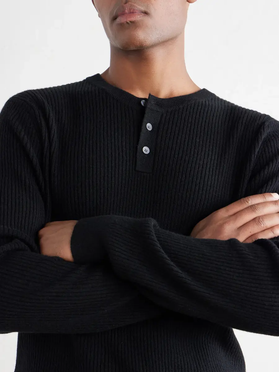 MR P. Ribbed Wool and Cashmere Henley Sweater - Men | Thumbnail 5