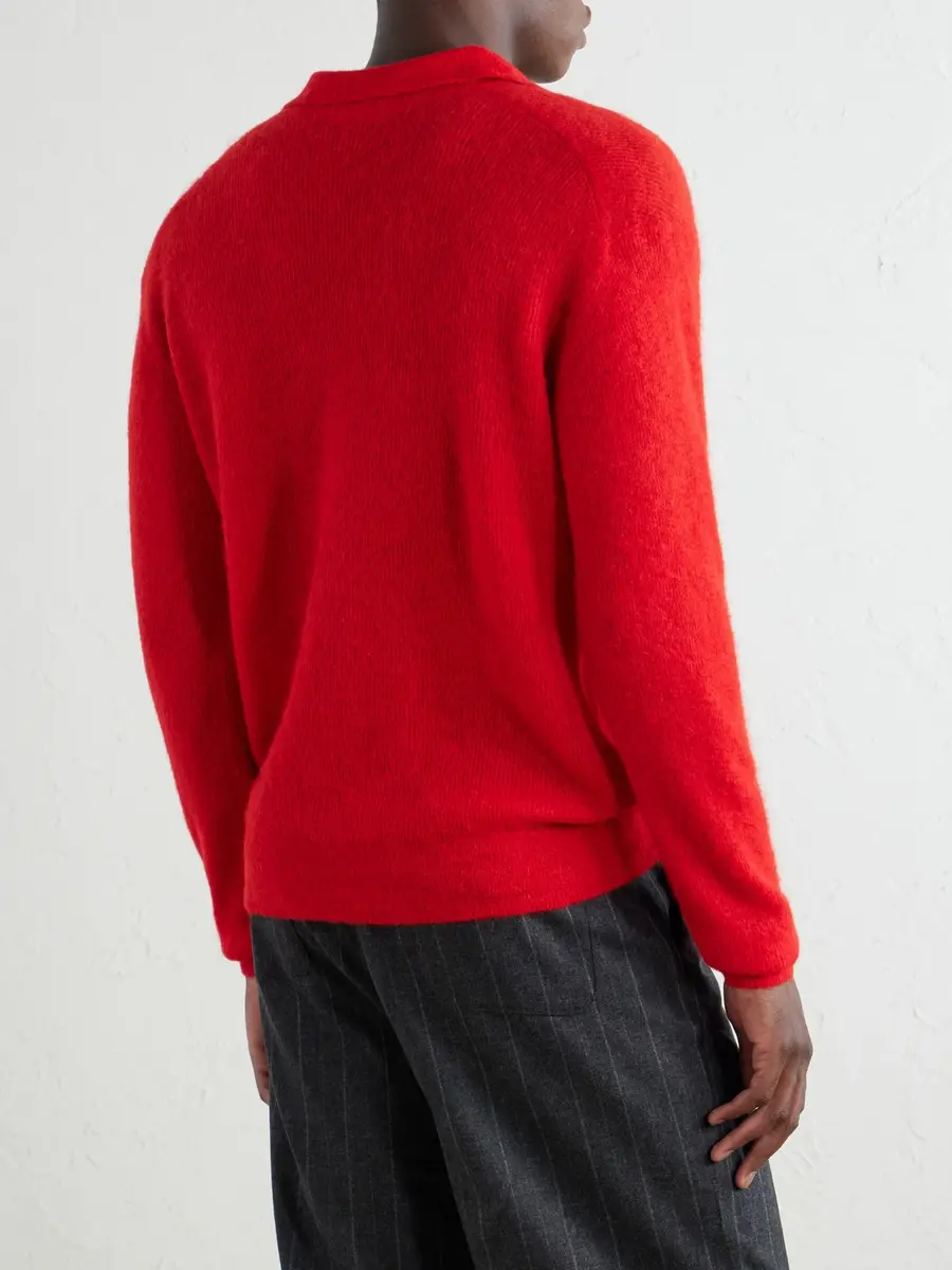 Auralee Alpaca-Blend Polo Sweater - Men | Thumbnail 4 Auralee Alpaca-Blend Polo Sweater - Men | Thumbnail 4