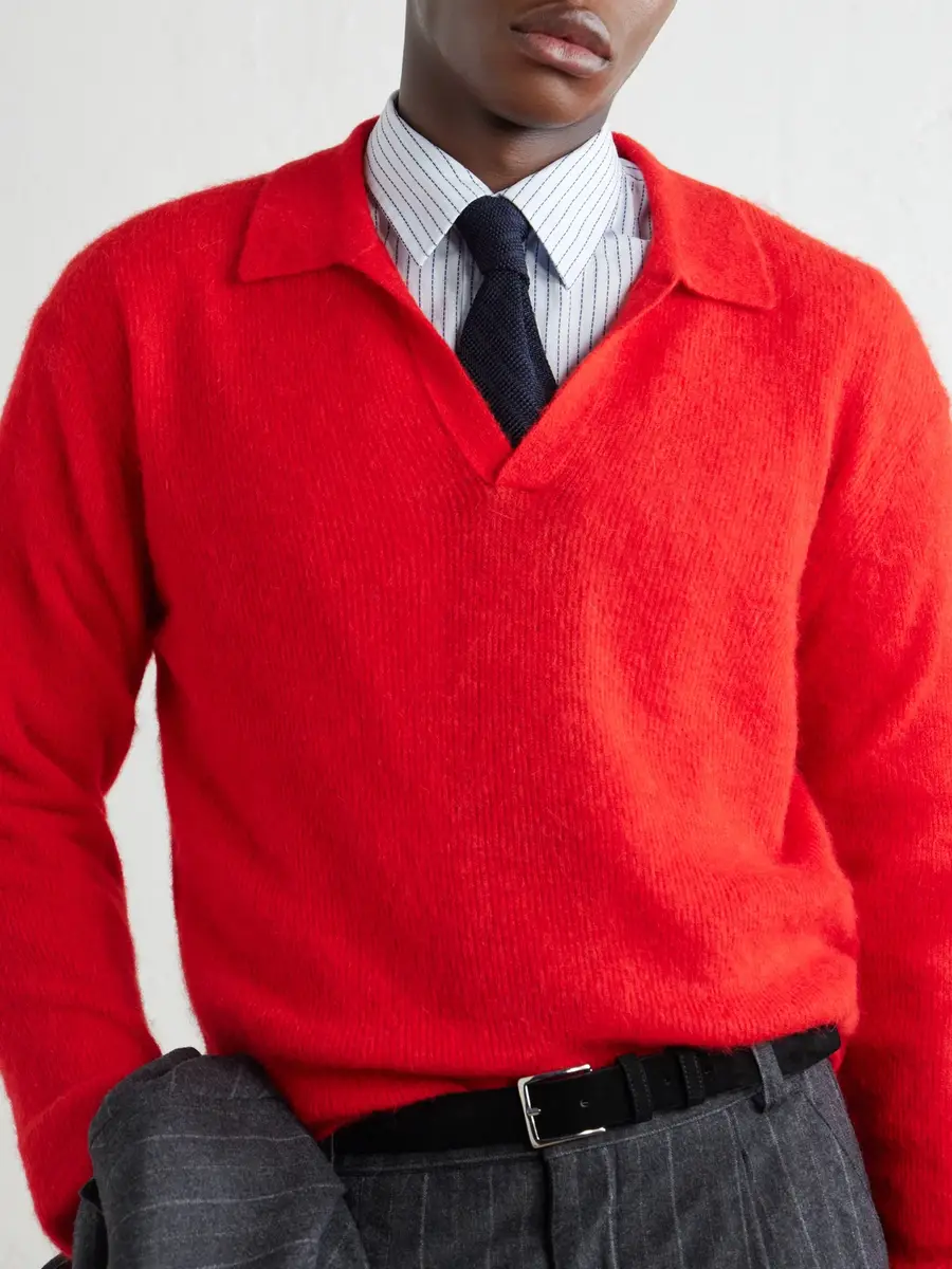 Auralee Alpaca-Blend Polo Sweater - Men | Thumbnail 5 Auralee Alpaca-Blend Polo Sweater - Men | Thumbnail 5