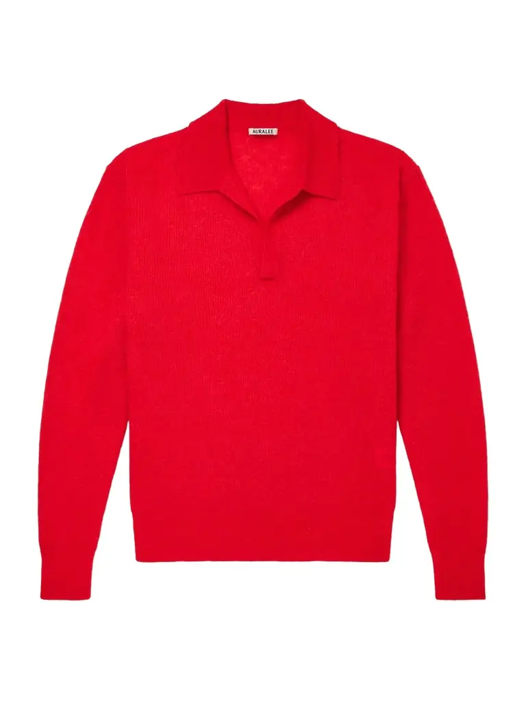 Auralee Alpaca-Blend Polo Sweater - Men | Image 1 Auralee Alpaca-Blend Polo Sweater - Men | Image 1