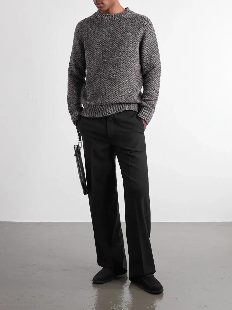 Gabriela Hearst Sermo Herringbone Cashmere Sweater - Men | Thumbnail 2 Gabriela Hearst Sermo Herringbone Cashmere Sweater - Men | Thumbnail 2