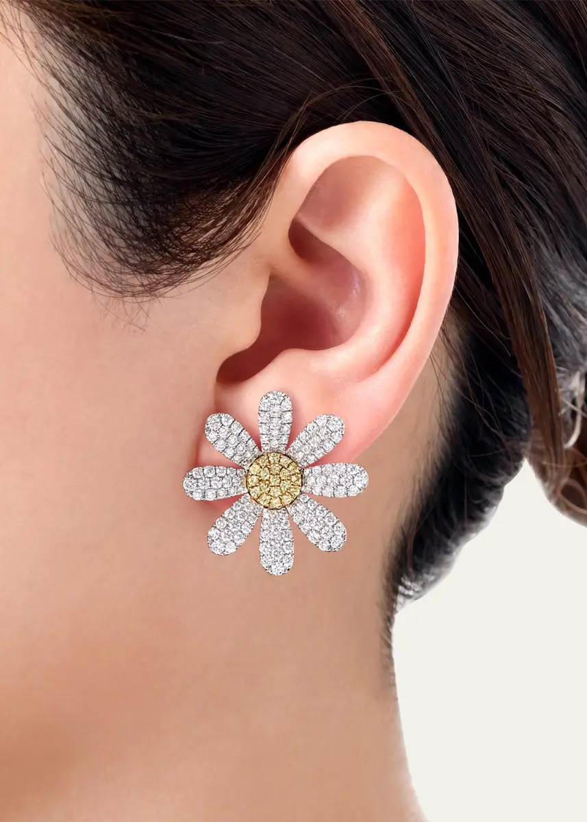 Mio Harutaka 18k White Gold Margaret Single Earring With Diamond And Yellow Sapphire | Thumbnail 2 Mio Harutaka 18k White Gold Margaret Single Earring With Diamond And Yellow Sapphire | Thumbnail 2