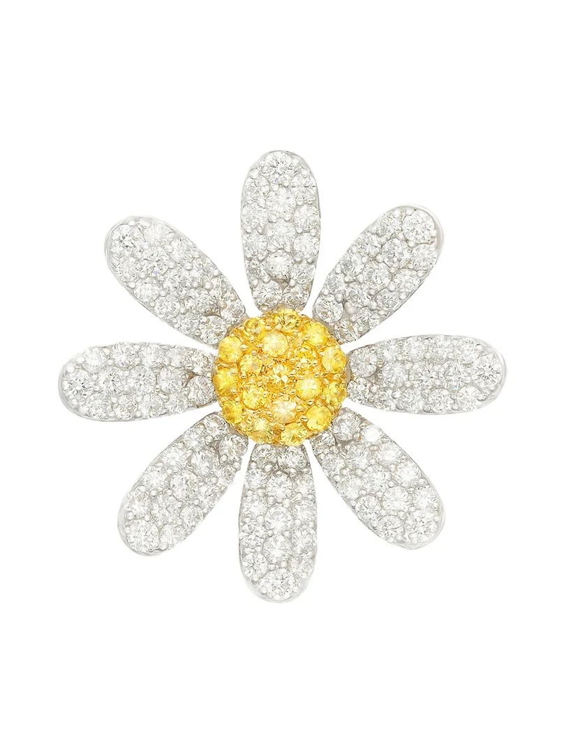 18k White Gold Margaret Single Earring With Diamond And Yellow Sapphire 18k White Gold Margaret Single Earring With Diamond And Yellow Sapphire
