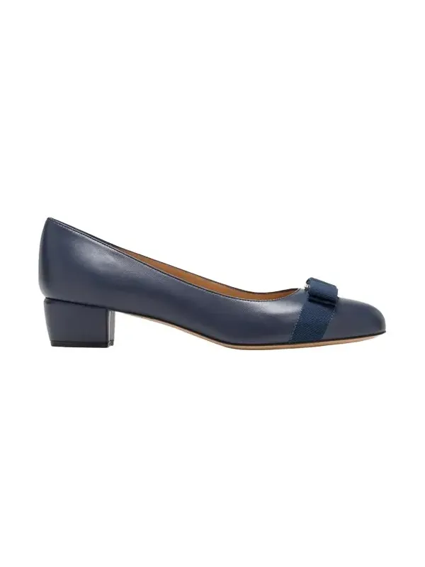 Vara Leather Bow Low Pumps