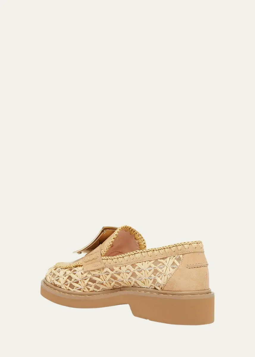 Roger Vivier Viv Rangers Braided Raffia Loafers | Thumbnail 4 Roger Vivier Viv Rangers Braided Raffia Loafers | Thumbnail 4
