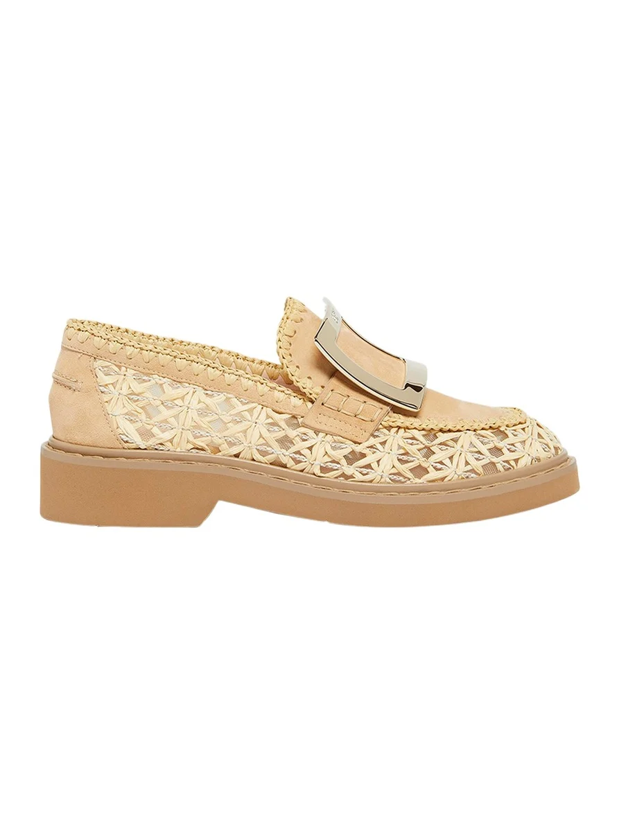 Roger Vivier Viv Rangers Braided Raffia Loafers