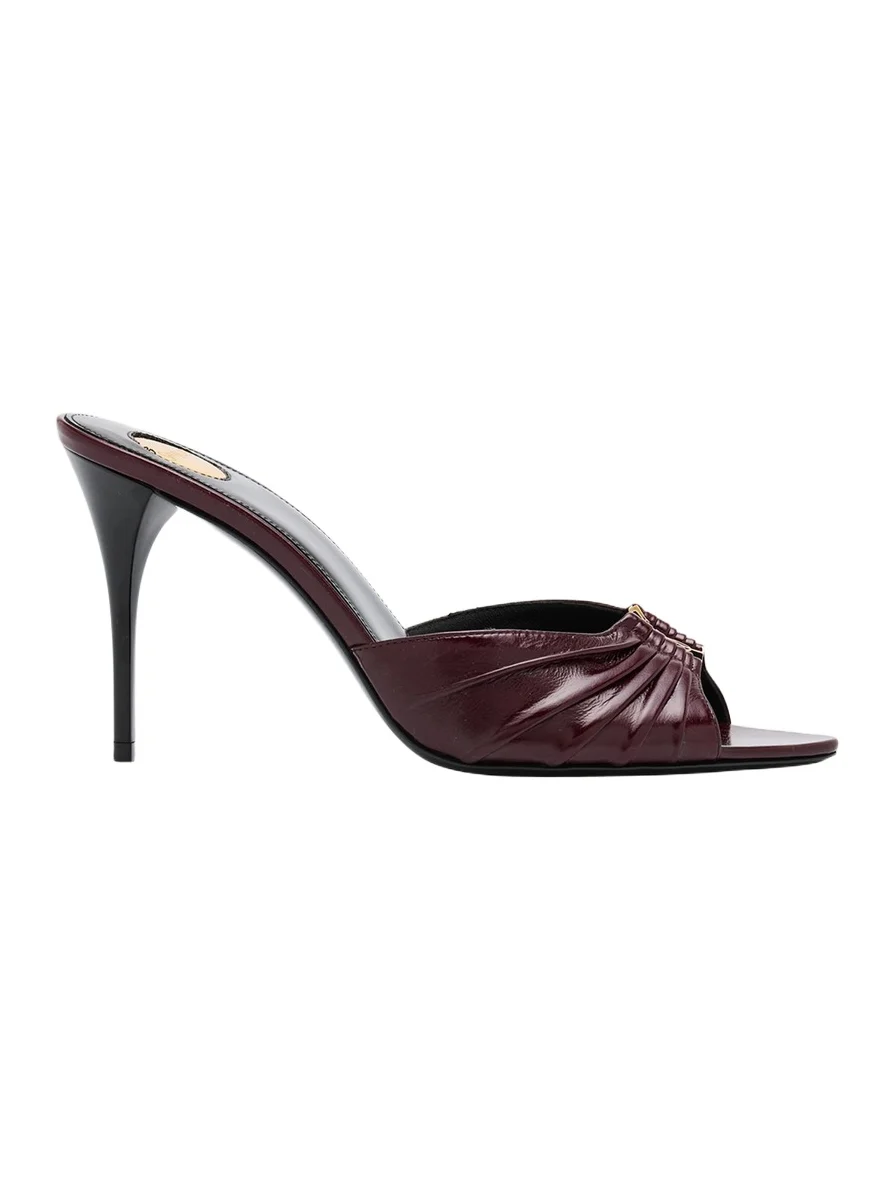 Babylone YSL Ruched Leather Mule Sandals Babylone YSL Ruched Leather Mule Sandals