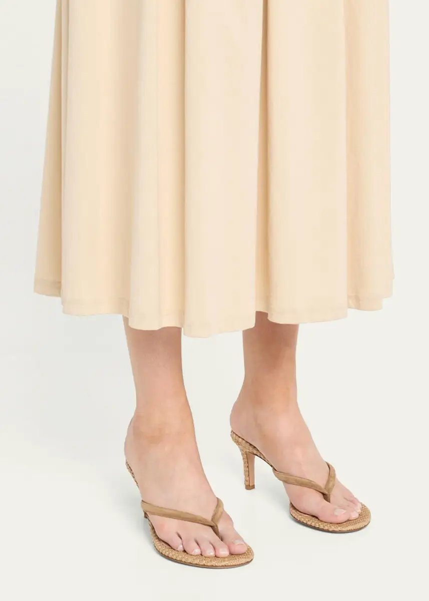 Gianvito Rossi Suede Raffia Heeled Thong Sandals | Thumbnail 2 Gianvito Rossi Suede Raffia Heeled Thong Sandals | Thumbnail 2