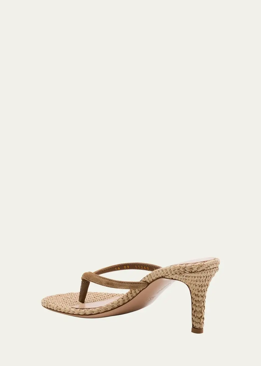 Gianvito Rossi Suede Raffia Heeled Thong Sandals | Thumbnail 4 Gianvito Rossi Suede Raffia Heeled Thong Sandals | Thumbnail 4