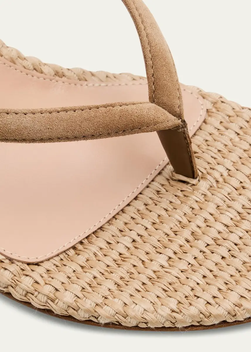 Gianvito Rossi Suede Raffia Heeled Thong Sandals | Thumbnail 5 Gianvito Rossi Suede Raffia Heeled Thong Sandals | Thumbnail 5