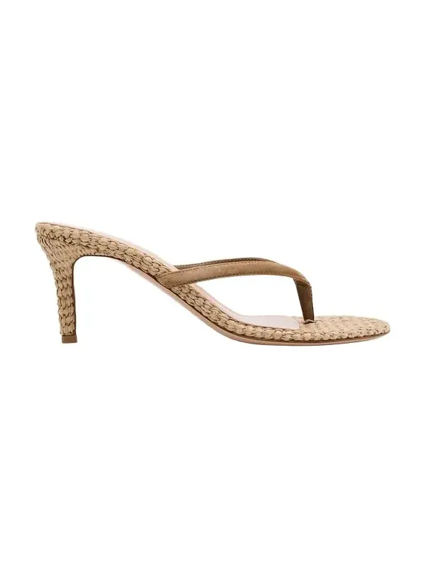 Suede Raffia Heeled Thong Sandals Suede Raffia Heeled Thong Sandals