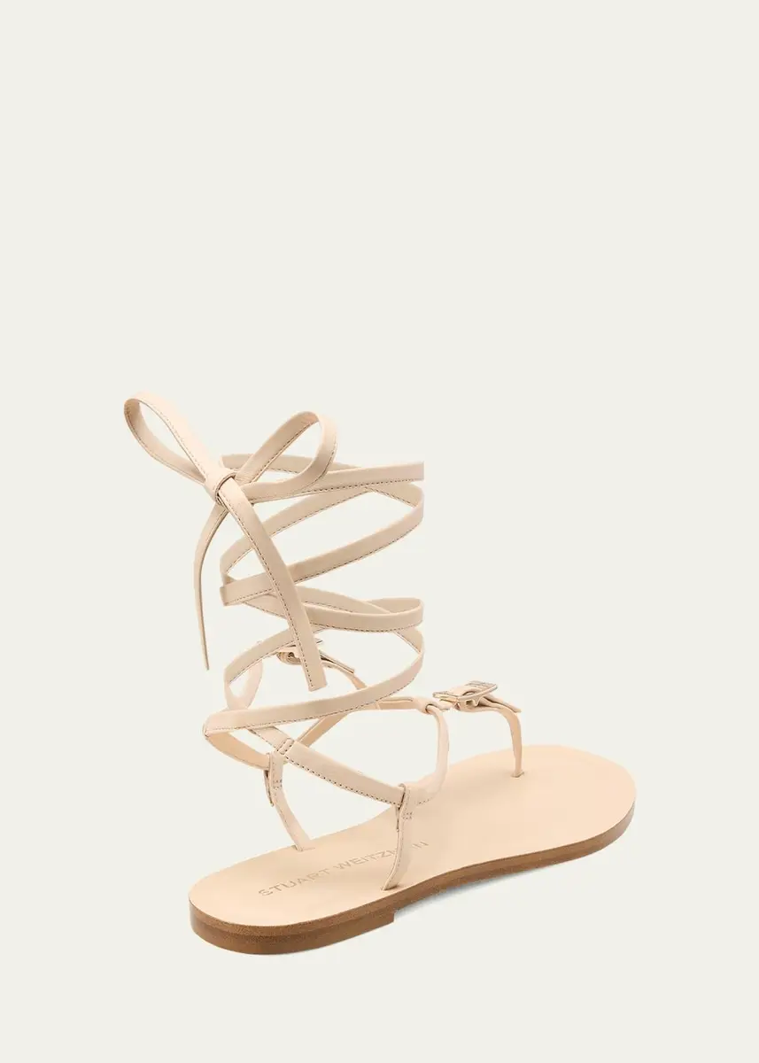 Stuart Weitzman Georgie Leather Ankle-Wrap Flat Sandals | Thumbnail 4 Stuart Weitzman Georgie Leather Ankle-Wrap Flat Sandals | Thumbnail 4