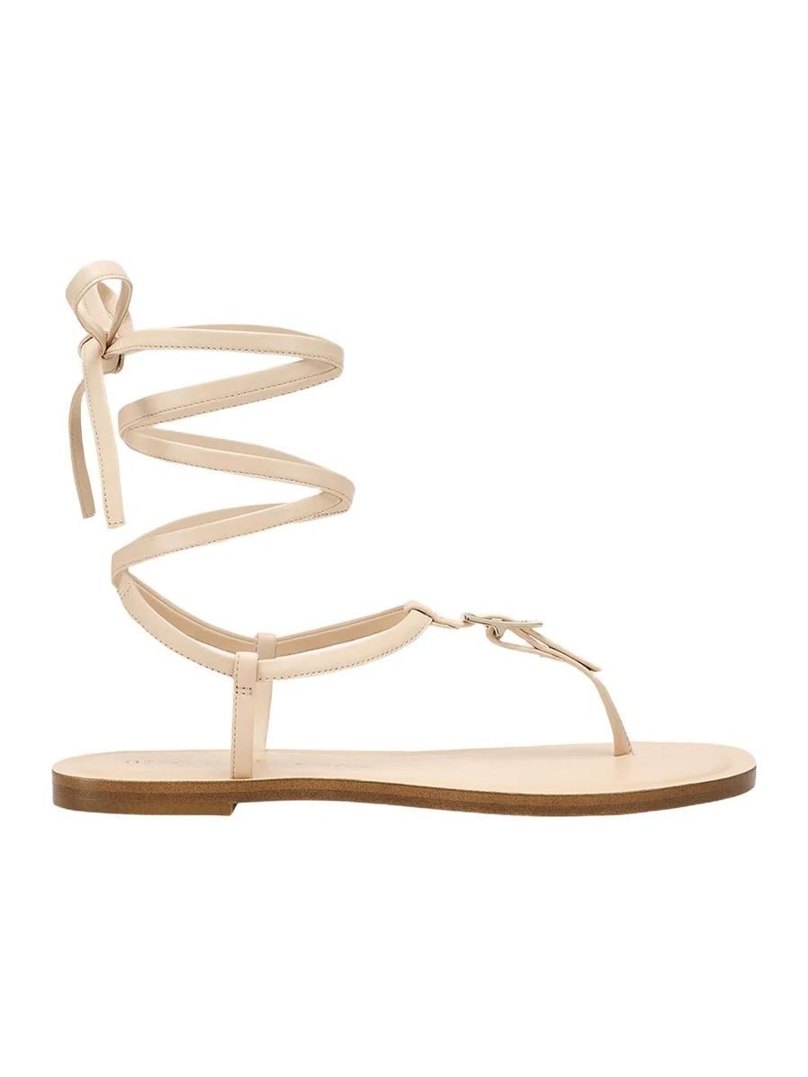 Georgie Leather Ankle-Wrap Flat Sandals Georgie Leather Ankle-Wrap Flat Sandals