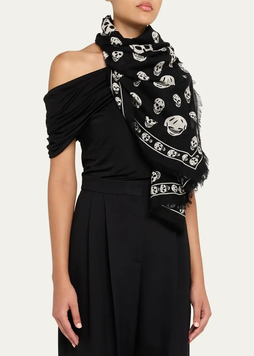 Alexander McQueen Classic Skull Wool Scarf | Thumbnail 5 Alexander McQueen Classic Skull Wool Scarf | Thumbnail 5