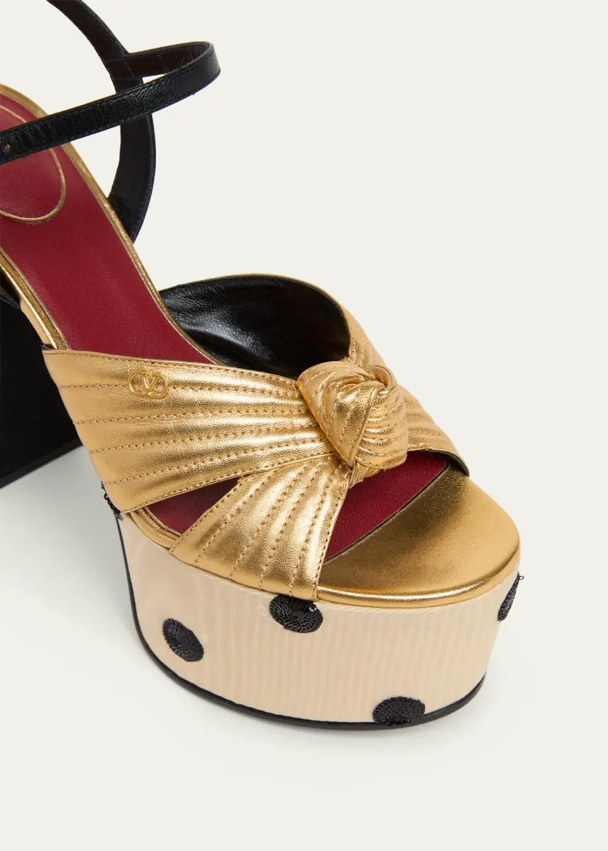 Valentino Garavani 125mm VLogo Crasher Sequined Polka Dot Leather Platform Sandals | Thumbnail 3 Valentino Garavani 125mm VLogo Crasher Sequined Polka Dot Leather Platform Sandals | Thumbnail 3