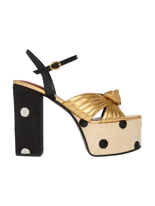 Valentino Garavani 125mm VLogo Crasher Sequined Polka Dot Leather Platform Sandals