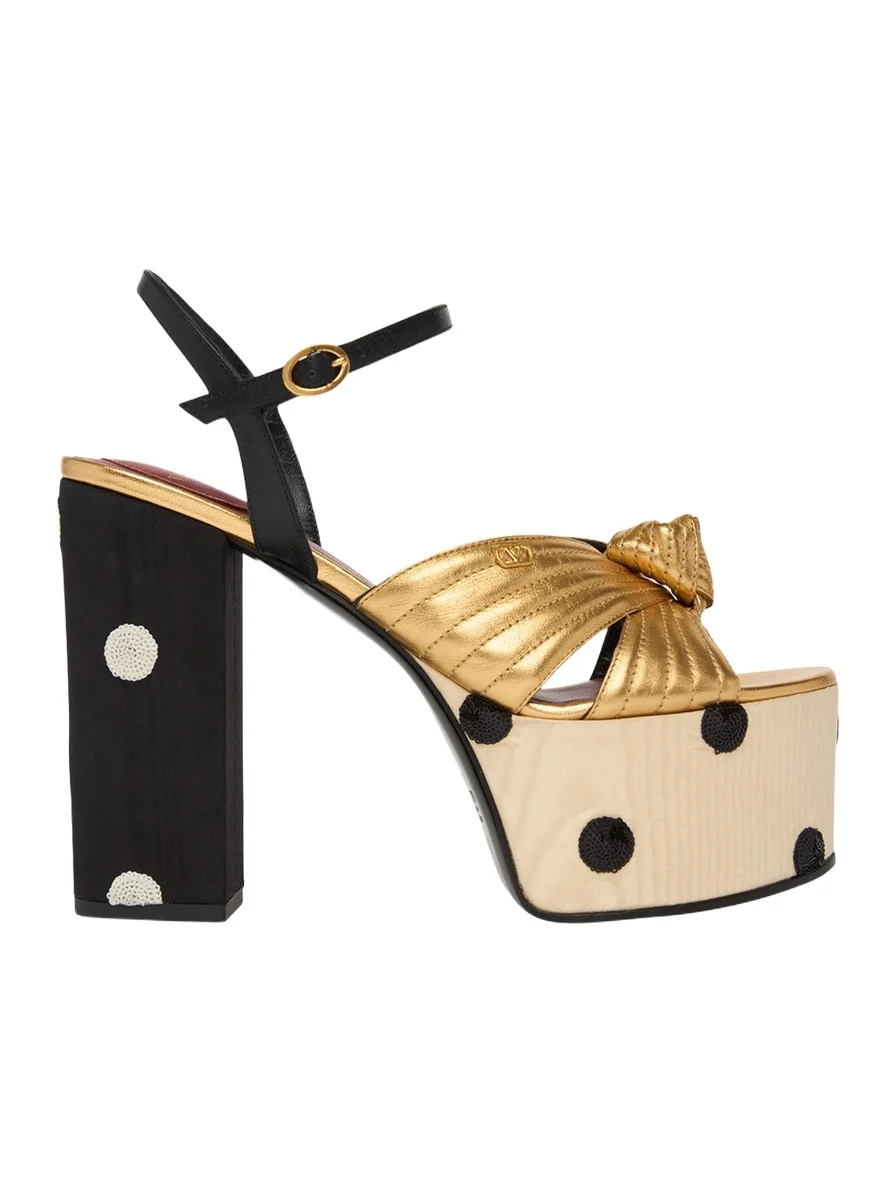 Valentino Garavani 125mm VLogo Crasher Sequined Polka Dot Leather Platform Sandals