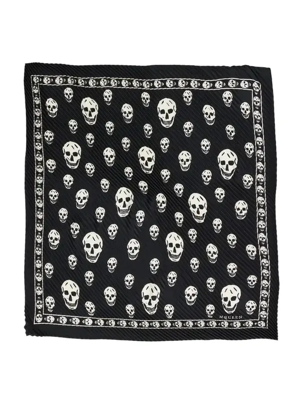 Pleated Silk Skull Scarf
