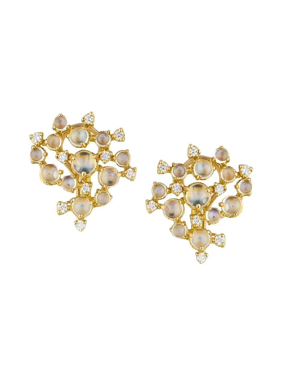 Paul Morelli Moonstone & White Diamond Bubble Cluster Earrings