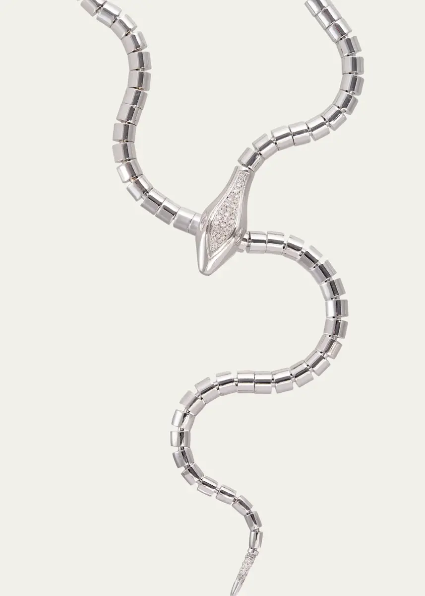 SIDNEY GARBER 18K White Gold Wrap Around Snake Lariat with Diamonds | Thumbnail 2 SIDNEY GARBER 18K White Gold Wrap Around Snake Lariat with Diamonds | Thumbnail 2