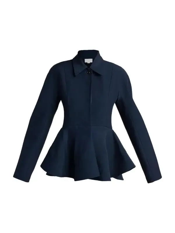 Dolman-Sleeve Wool Peplum Jacket