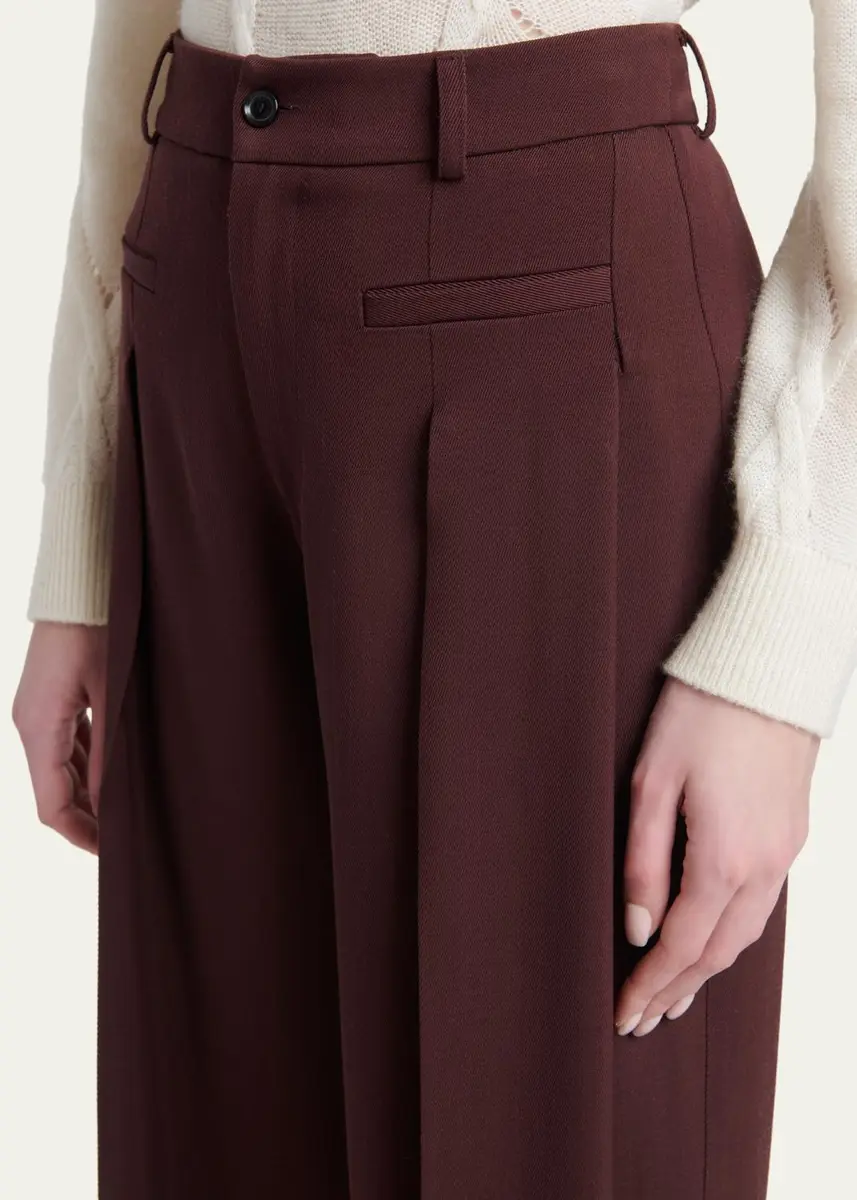 Kiton Pleated Wool-Silk Straight-Leg Trousers | Thumbnail 5