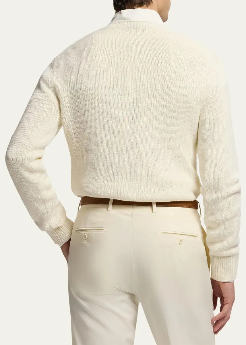 Ralph Lauren Purple Label Men's Polo Bear Silk-Linen Sweater | Thumbnail 3 Ralph Lauren Purple Label Men's Polo Bear Silk-Linen Sweater | Thumbnail 3