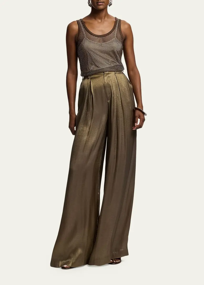 Ralph Lauren Collection Greer Lamé Pleated Pants | Thumbnail 2 Ralph Lauren Collection Greer Lamé Pleated Pants | Thumbnail 2