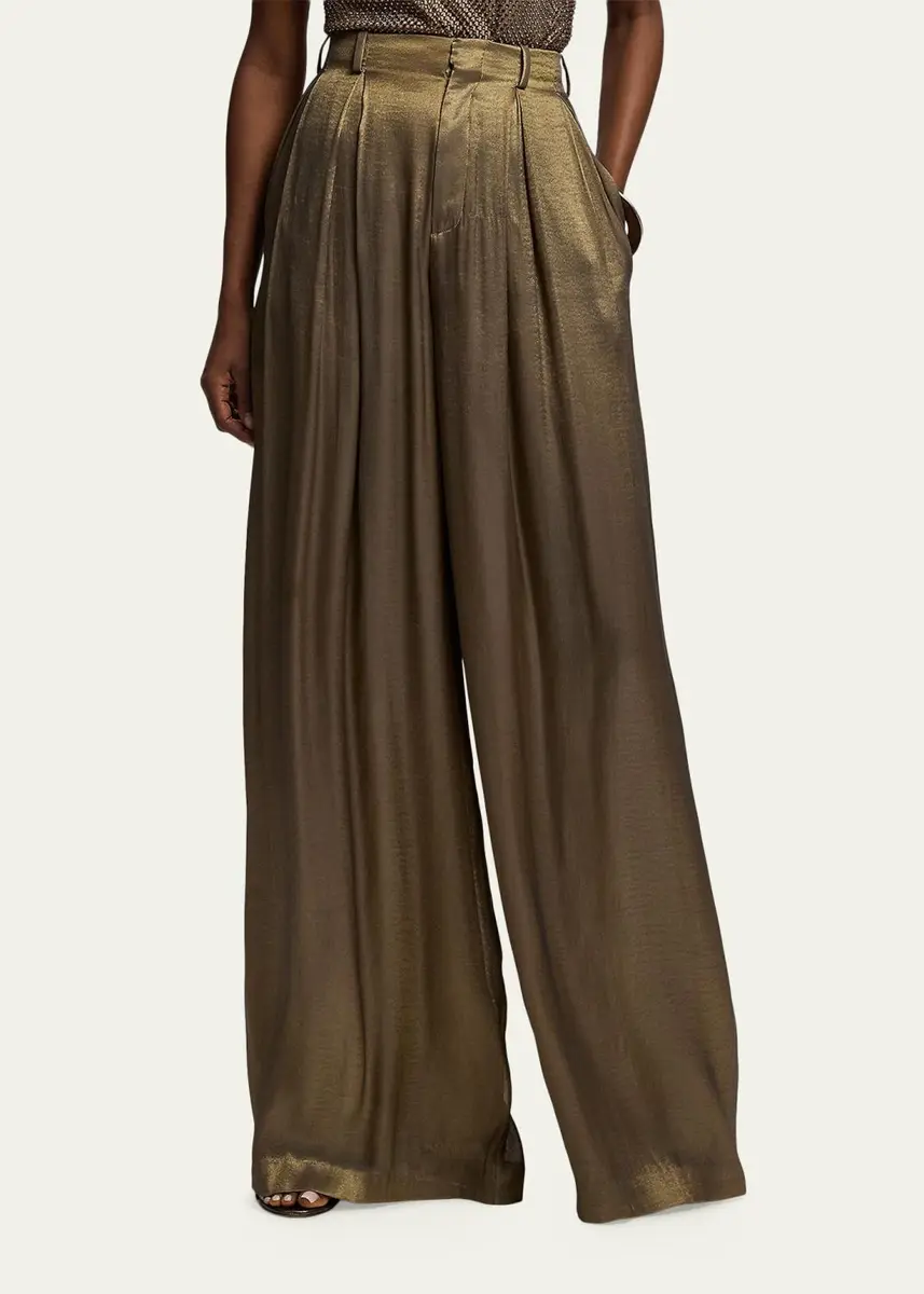 Ralph Lauren Collection Greer Lamé Pleated Pants | Thumbnail 4 Ralph Lauren Collection Greer Lamé Pleated Pants | Thumbnail 4