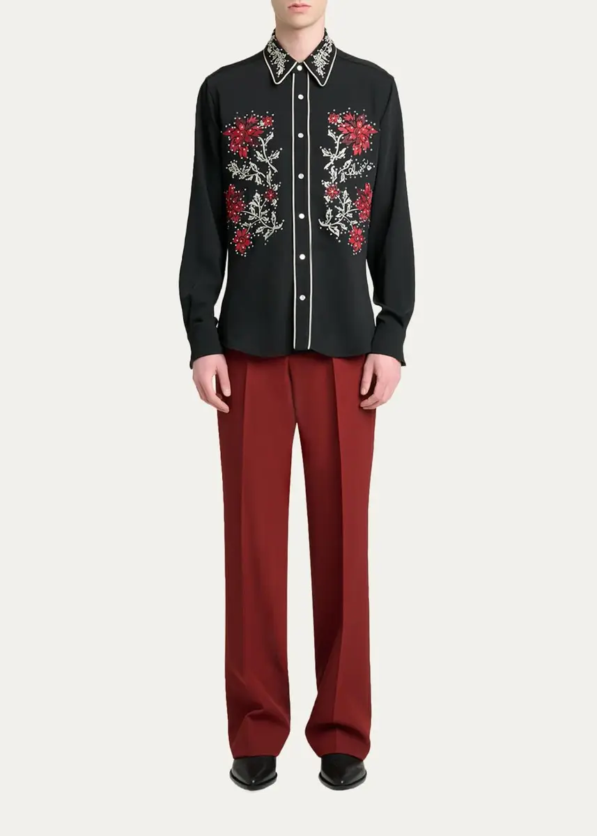 AMIRI Men's Flow Crystal-Embellished Floral Dress Shirt | Thumbnail 2 AMIRI Men's Flow Crystal-Embellished Floral Dress Shirt | Thumbnail 2