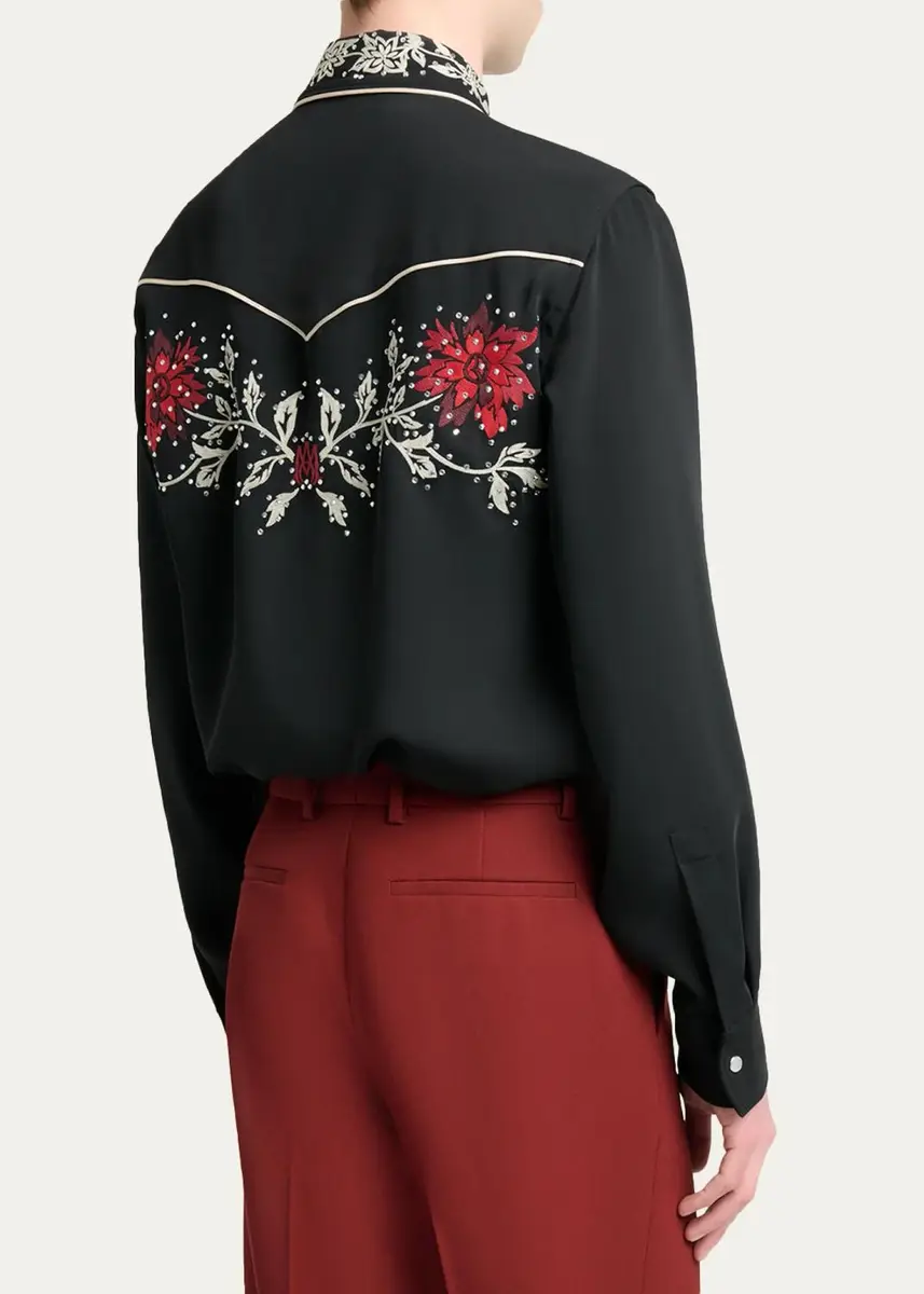 AMIRI Men's Flow Crystal-Embellished Floral Dress Shirt | Thumbnail 3 AMIRI Men's Flow Crystal-Embellished Floral Dress Shirt | Thumbnail 3