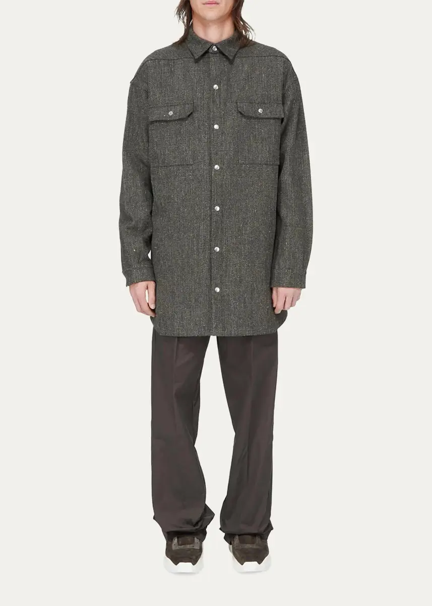 Rick Owens Wool-Blend Tweed Oversized Outershirt | Thumbnail 2 Rick Owens Wool-Blend Tweed Oversized Outershirt | Thumbnail 2