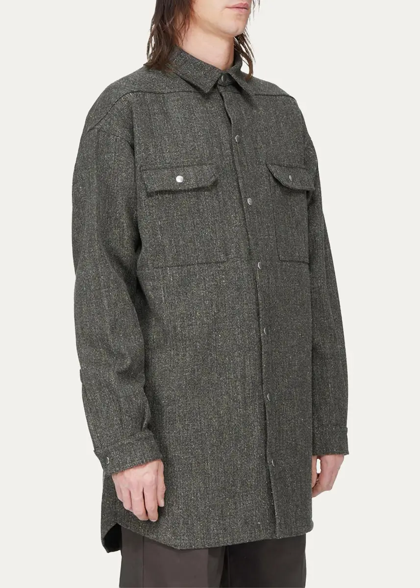 Rick Owens Wool-Blend Tweed Oversized Outershirt | Thumbnail 4 Rick Owens Wool-Blend Tweed Oversized Outershirt | Thumbnail 4