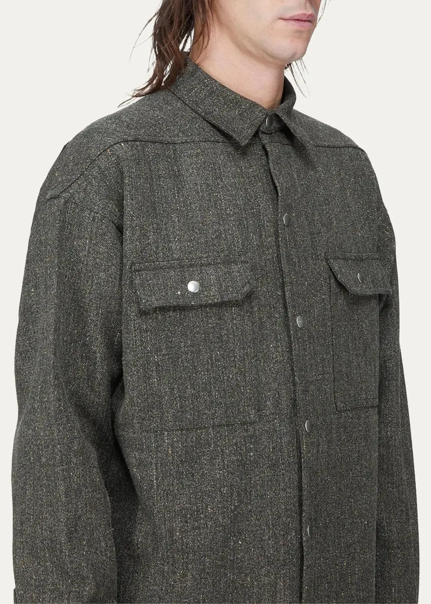 Rick Owens Wool-Blend Tweed Oversized Outershirt | Thumbnail 5 Rick Owens Wool-Blend Tweed Oversized Outershirt | Thumbnail 5