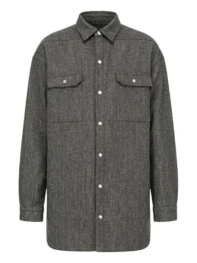 Rick Owens Wool-Blend Tweed Oversized Outershirt