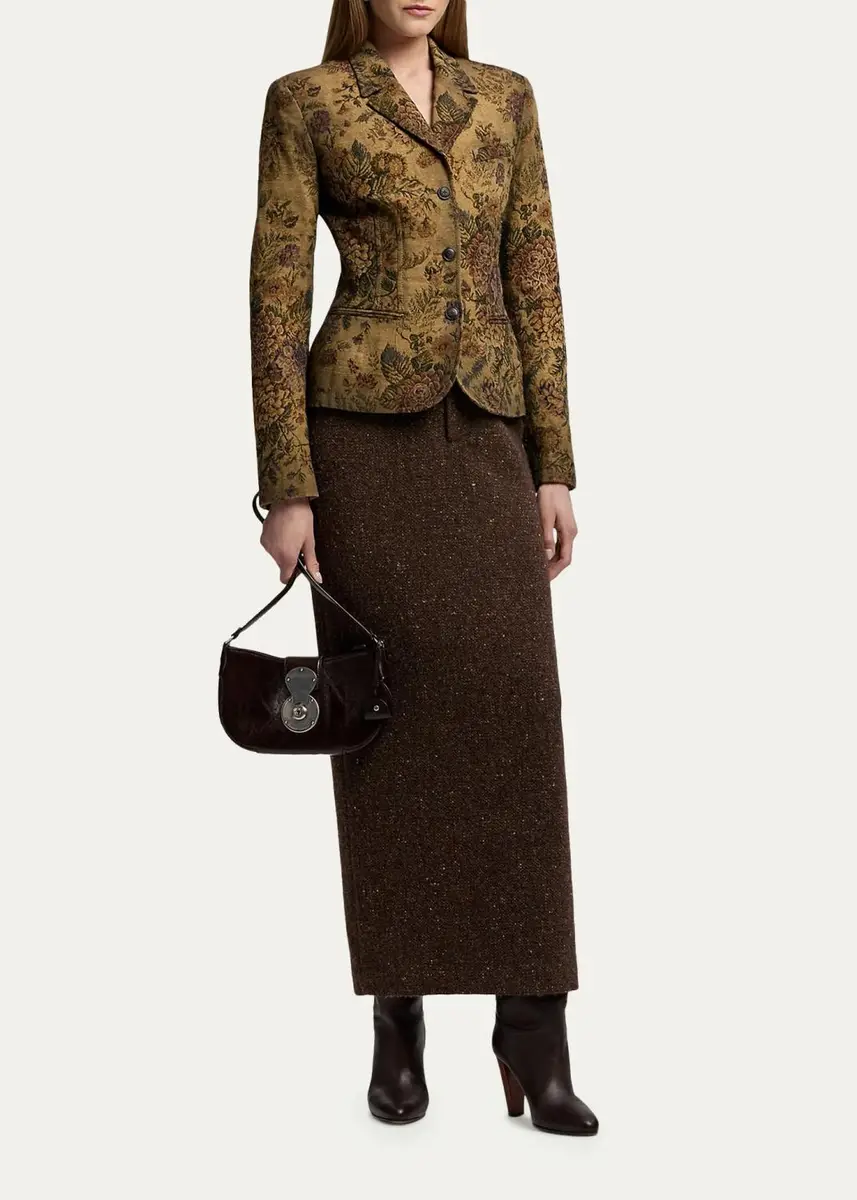 Ralph Lauren Collection Fontaine Wool-Blend Donegal Tweed Skirt | Thumbnail 2