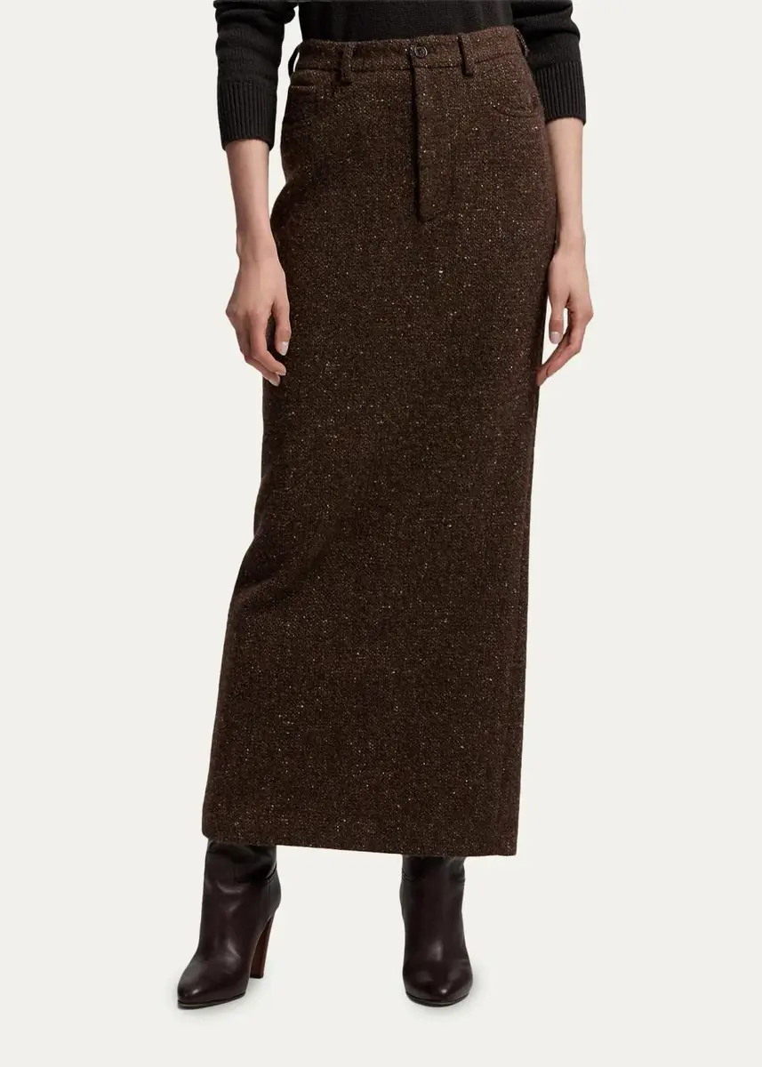 Ralph Lauren Collection Fontaine Wool-Blend Donegal Tweed Skirt | Thumbnail 4