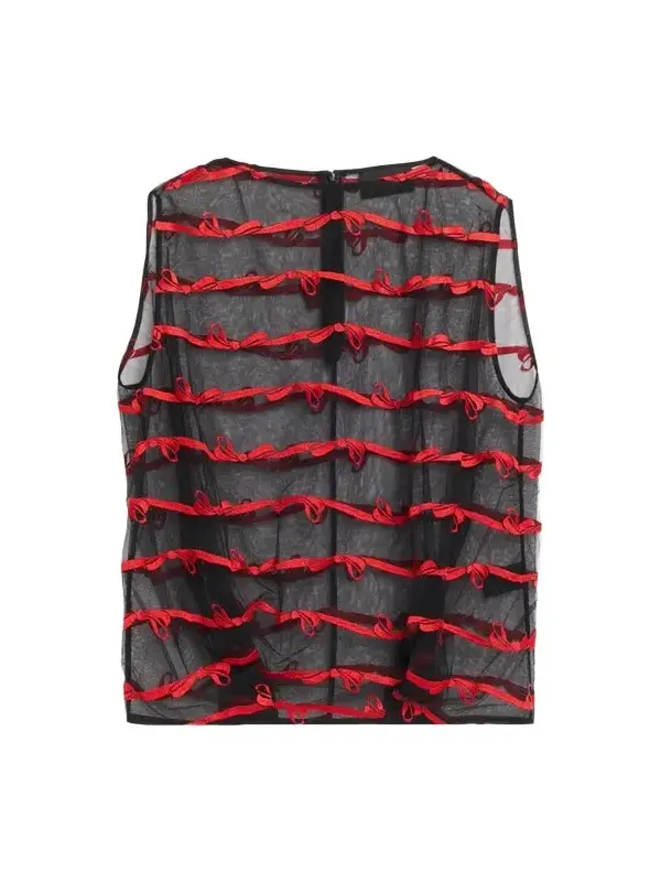 Simone Rocha Bow Embroidered Tulle Boxy Smock Top