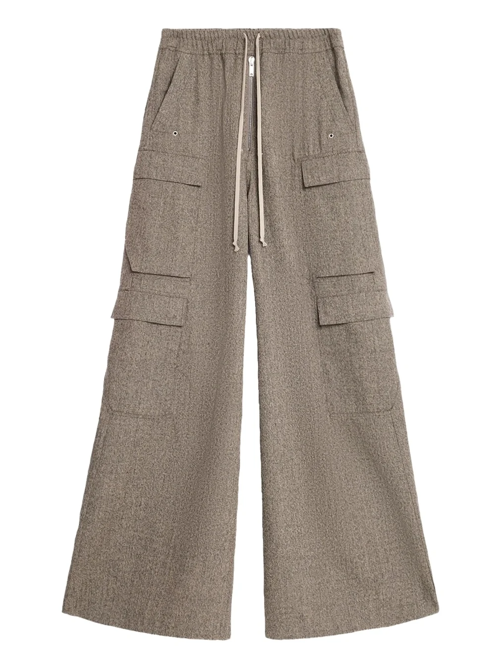 Rick Owens Men's Melange Wool Wide-Leg Drawstring Cargo Pants