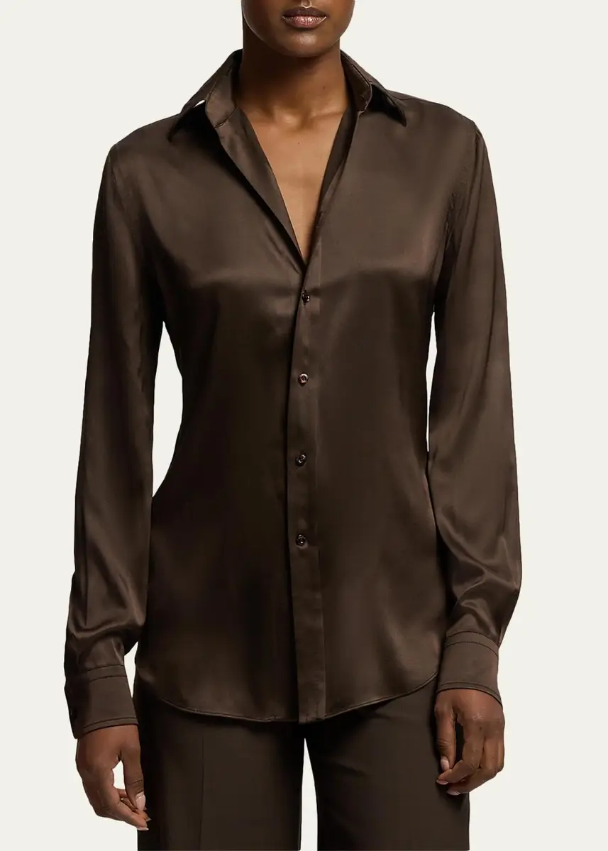 Ralph Lauren Collection Cameron II Straight Fit Charmeuse Shirt | Thumbnail 4 Ralph Lauren Collection Cameron II Straight Fit Charmeuse Shirt | Thumbnail 4