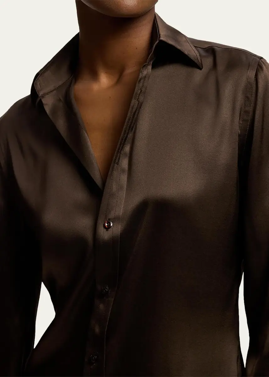Ralph Lauren Collection Cameron II Straight Fit Charmeuse Shirt | Thumbnail 5 Ralph Lauren Collection Cameron II Straight Fit Charmeuse Shirt | Thumbnail 5