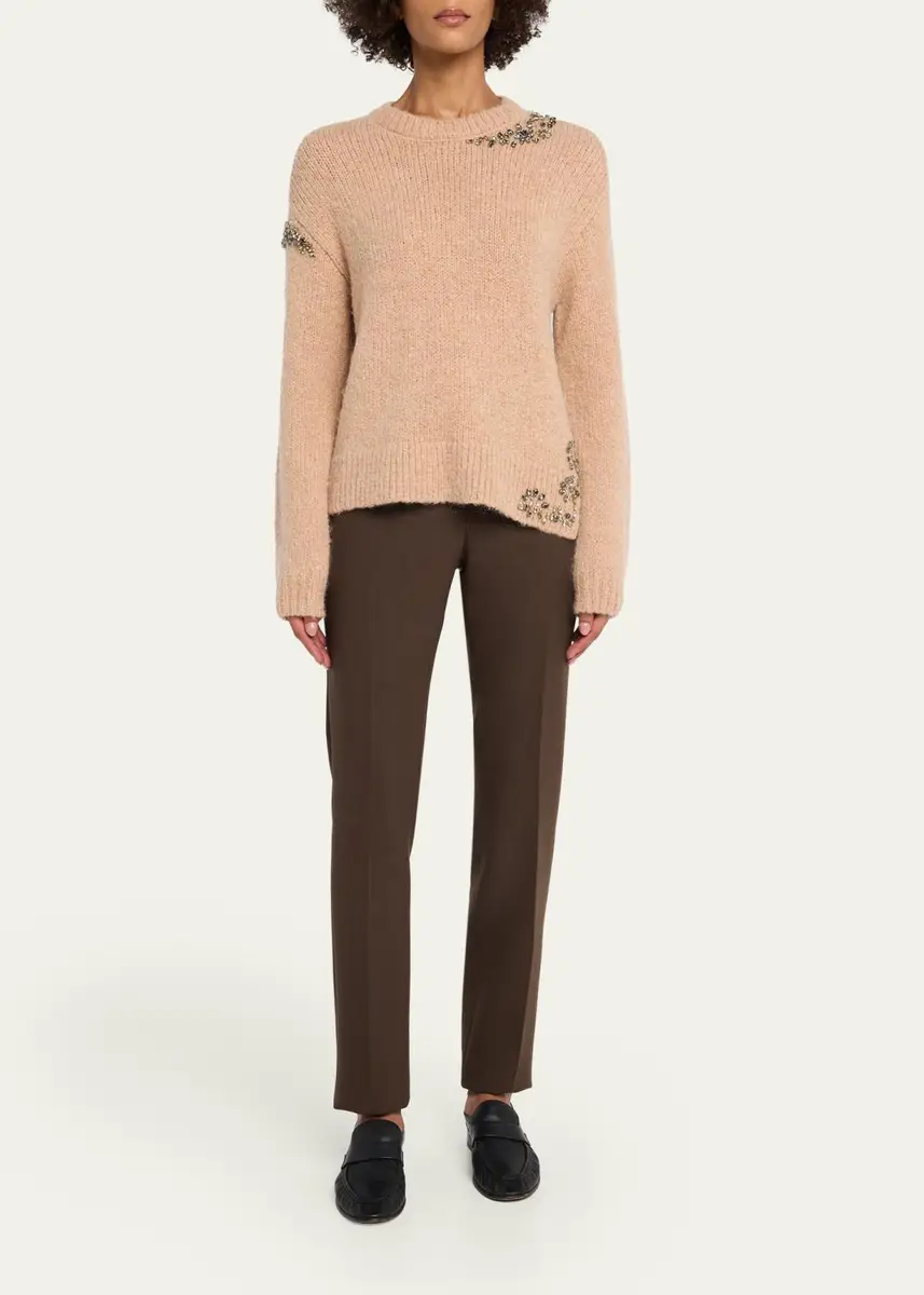 Cinq à Sept Crystal Lace Crewneck Sweater | Thumbnail 2 Cinq à Sept Crystal Lace Crewneck Sweater | Thumbnail 2