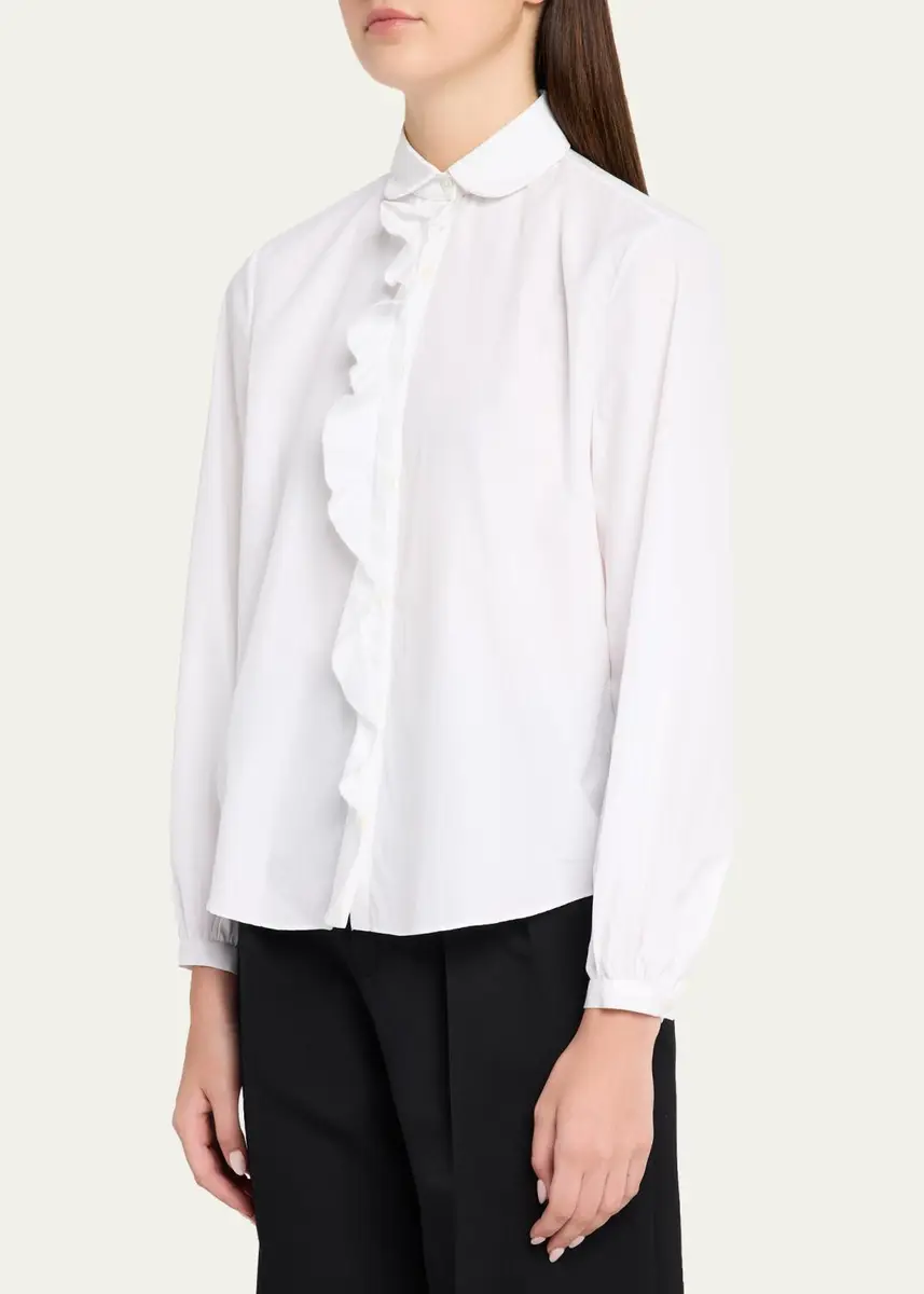 R13 Shrunken Ruffle-Trim Cotton Poplin Shirt | Thumbnail 4 R13 Shrunken Ruffle-Trim Cotton Poplin Shirt | Thumbnail 4