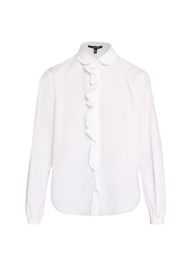 Shrunken Ruffle-Trim Cotton Poplin Shirt Shrunken Ruffle-Trim Cotton Poplin Shirt