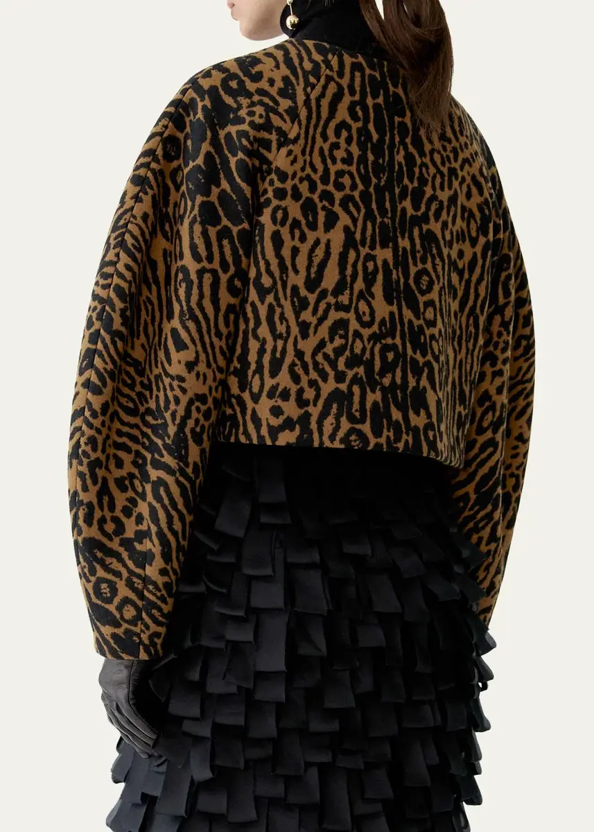 Carolina Herrera Wool Leopard Short Cocoon Jacket | Thumbnail 3