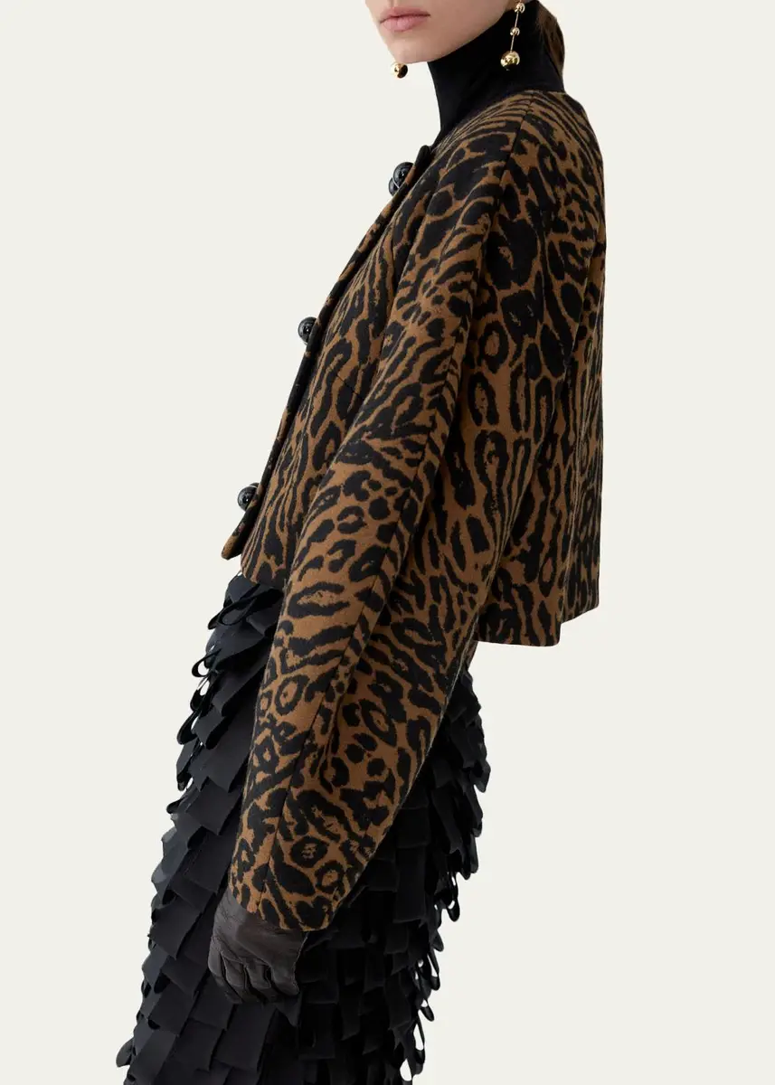Carolina Herrera Wool Leopard Short Cocoon Jacket | Thumbnail 4