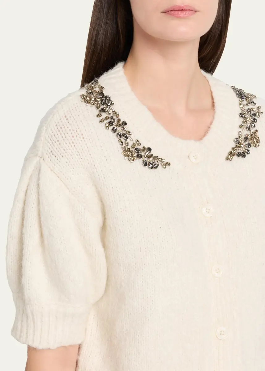 Cinq à Sept Millicent Crystal-Lace Alpaca-Blend Cardigan | Thumbnail 5