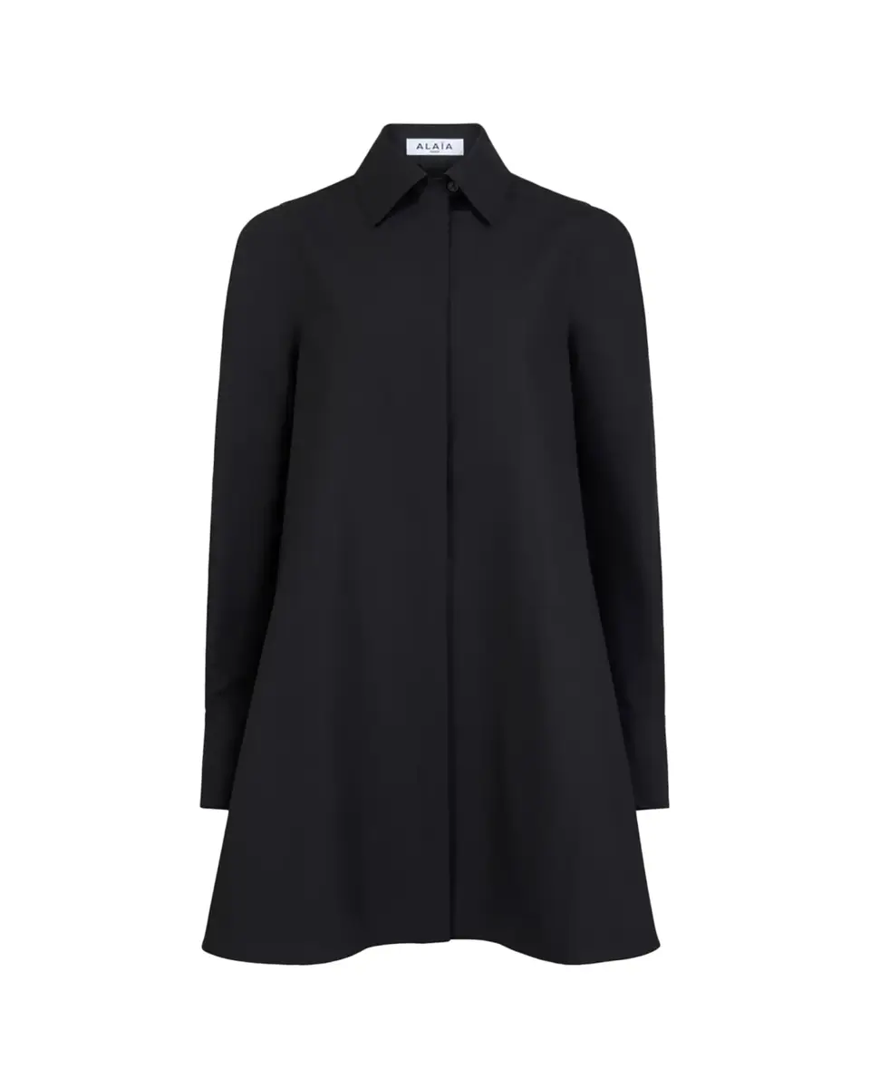 Alaïa Long-Sleeve A-Line Cotton Poplin Mini Shirtdress | Thumbnail 2 Alaïa Long-Sleeve A-Line Cotton Poplin Mini Shirtdress | Thumbnail 2