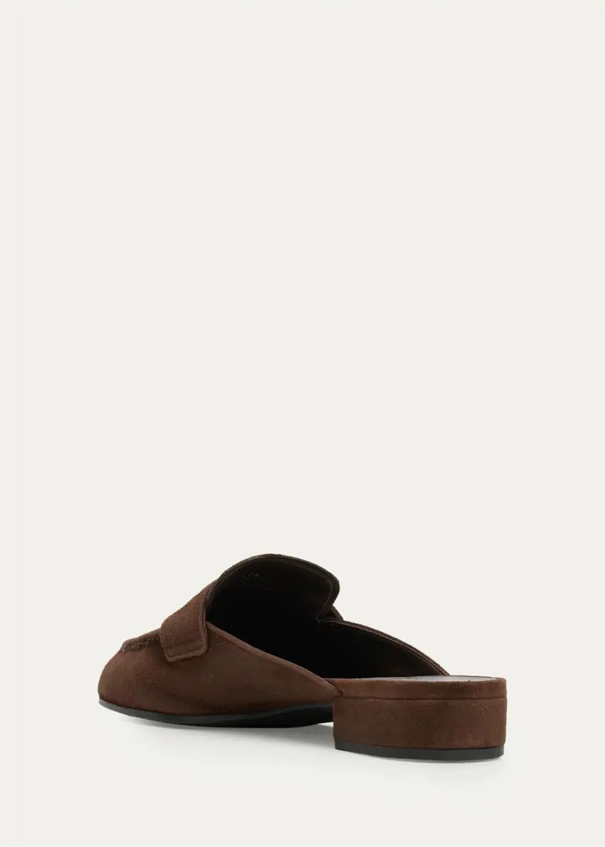 Prada 5mm Suede Penny Loafer Mules | Thumbnail 4 Prada 5mm Suede Penny Loafer Mules | Thumbnail 4